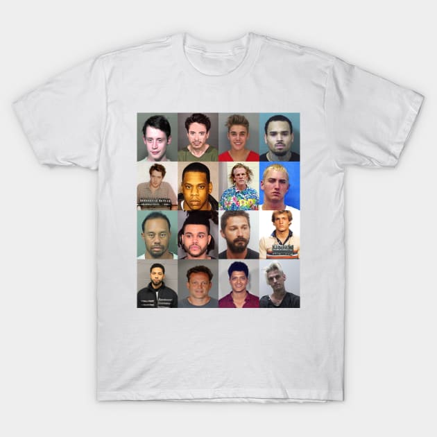 The Fame Monster - Male Celebrity Mugshots T-Shirt by SNAustralia